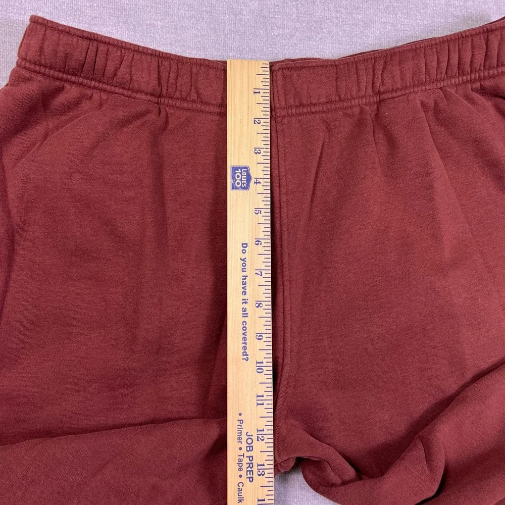 Vively Fleece Joggers Elastic Waist Mid Rise Sweatpants Mens Large Maroon Cotton